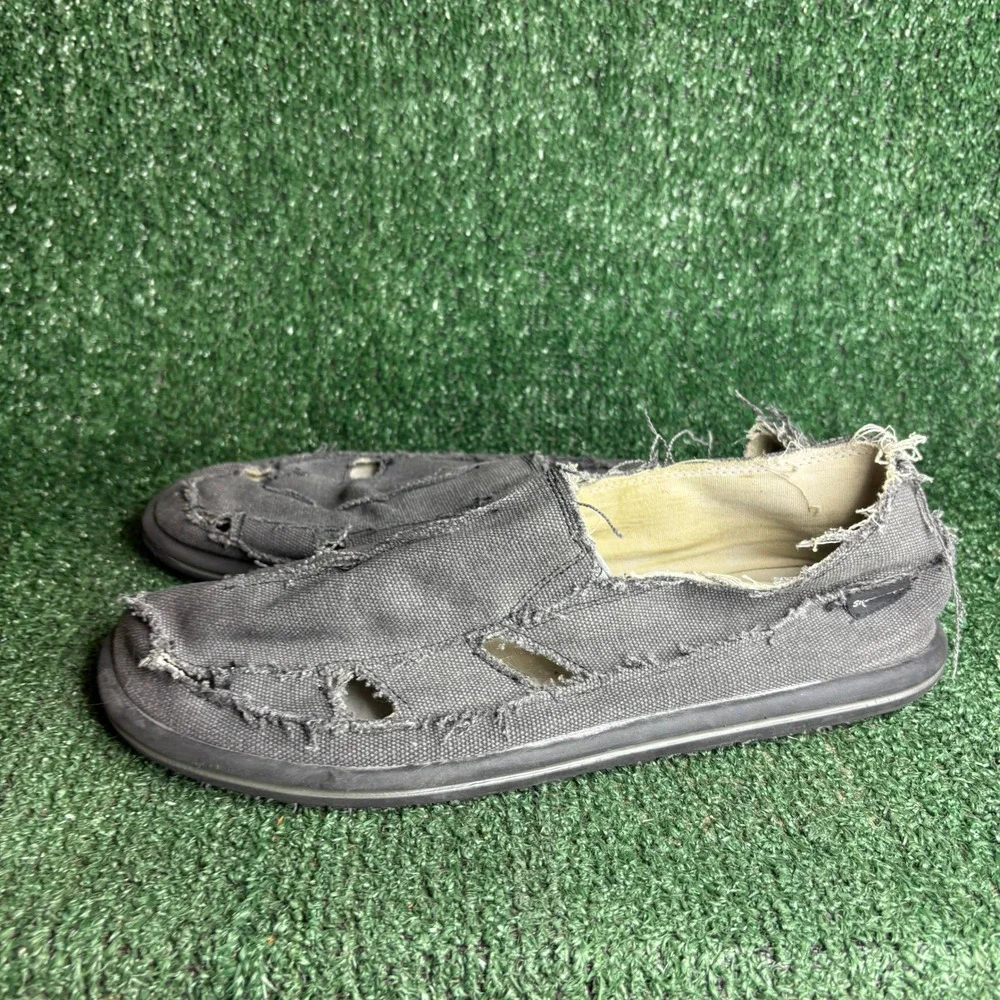 Skechers 63310 Canvas Distressed Frayed Beach Casual Slip On Shoe Black Mens 12